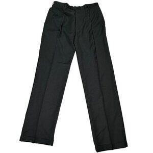 Jos. A, Bank Trousers Mens Size 41 XL Black Pants Pleats Wool Pin Stripe Work